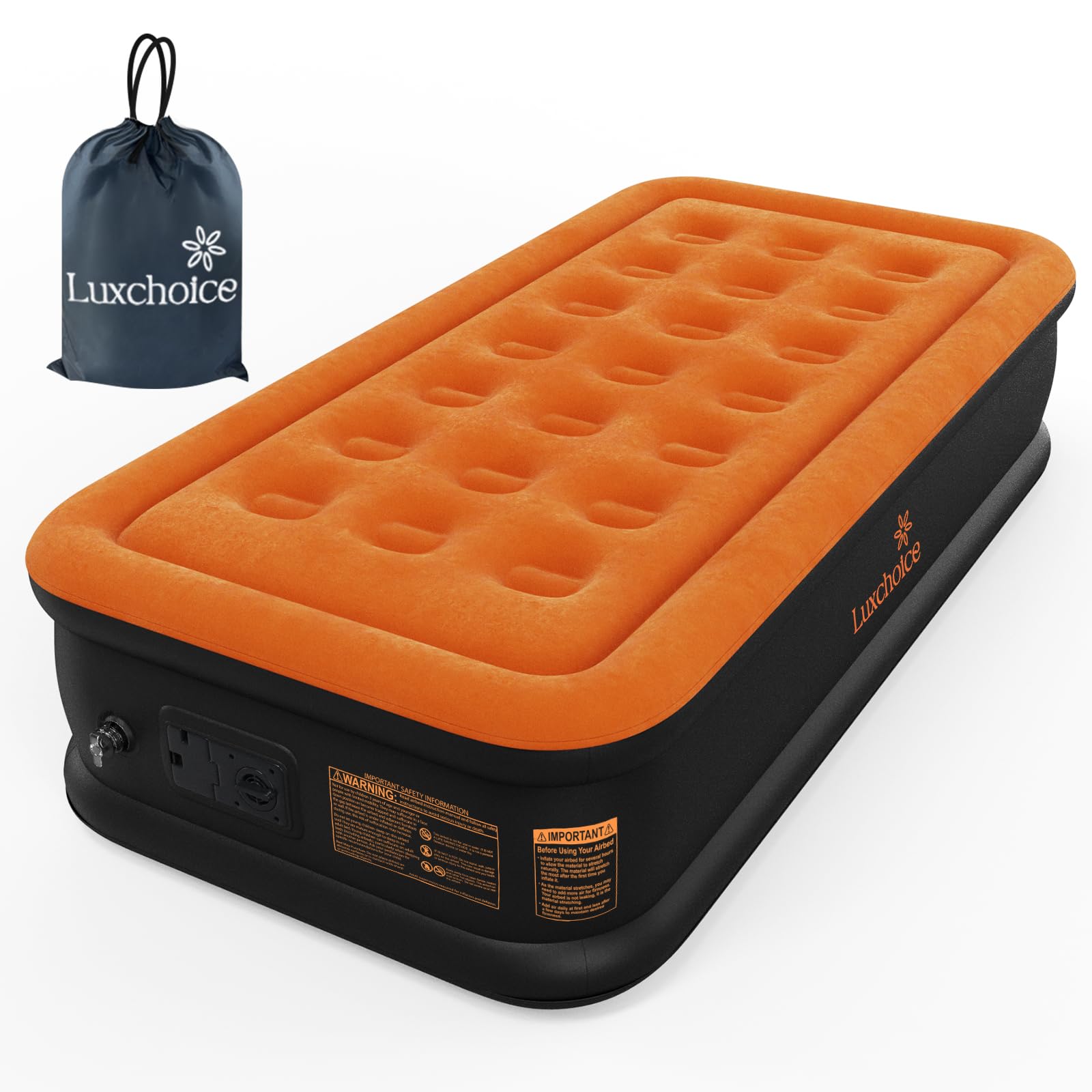 Luxchoice Inflatable Mattress With Built-In Pump Twin Deluxe Camping Air Mattress Quick Inflation Deflation Blow Up Mattresses A